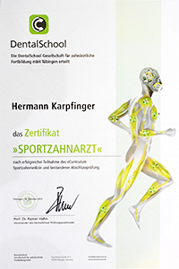 Zertifikat Sportzahnarzt
